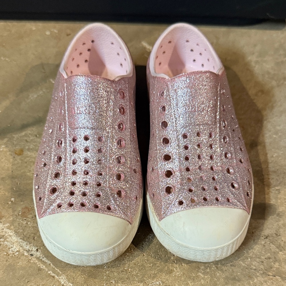Native Glittery Pink Kids Sneakers